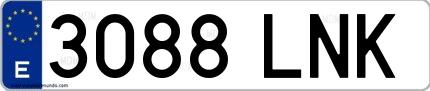 Ejemplo de matrícula de coche ordinaria 3088 LNK