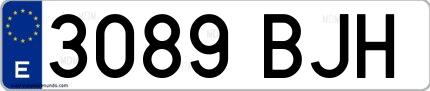 Ejemplo de matrícula española 3089 BJH