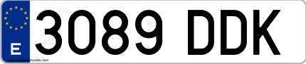 Ejemplo de matrícula de coche ordinaria 3089 DDK