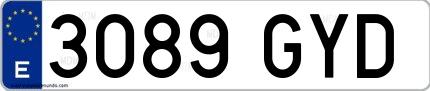 Ejemplo de matrícula española 3089 GYD