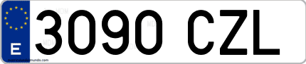 Ejemplo de matrícula de coche ordinaria 3090 CZL