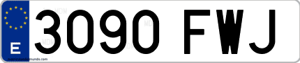 Ejemplo de matrícula de coche ordinaria 3090 FWJ