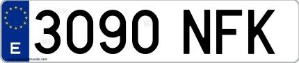 Ejemplo de matrícula española 3090 NFK