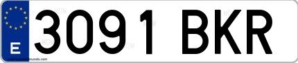 Ejemplo de matrícula española 3091 BKR