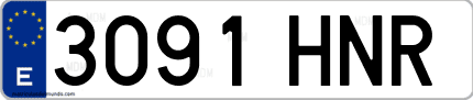 Ejemplo de matrícula de coche ordinaria 3091 HNR