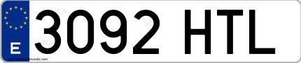 Ejemplo de matrícula española 3092 HTL