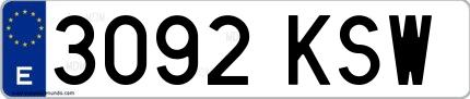 Ejemplo de matrícula española 3092 KSW