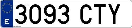 Ejemplo de matrícula española 3093 CTY
