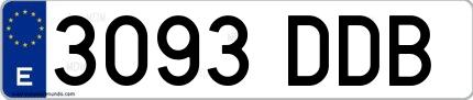 Ejemplo de matrícula española 3093 DDB