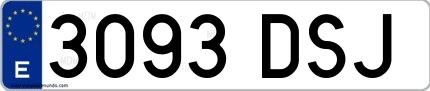Ejemplo de matrícula española 3093 DSJ