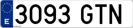 Ejemplo de matrícula española 3093 GTN