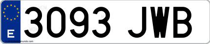 Ejemplo de matrícula española 3093 JWB