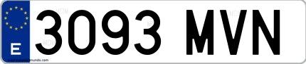 Ejemplo de matrícula española 3093 MVN