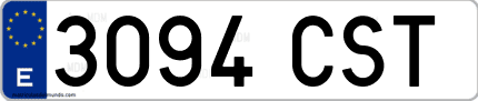 Ejemplo de matrícula de coche ordinaria 3094 CST