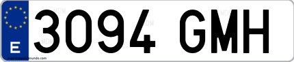 Ejemplo de matrícula de coche ordinaria 3094 GMH