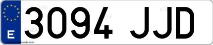 Ejemplo de matrícula española 3094 JJD