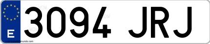 Ejemplo de matrícula española 3094 JRJ