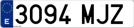 Ejemplo de matrícula de coche ordinaria 3094 MJZ
