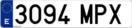 Ejemplo de matrícula española 3094 MPX