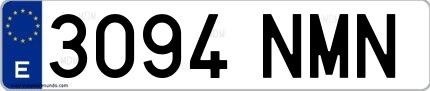Ejemplo de matrícula española 3094 NMN