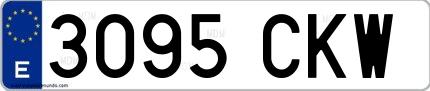Ejemplo de matrícula española 3095 CKW