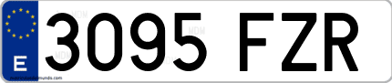 Ejemplo de matrícula de coche ordinaria 3095 FZR