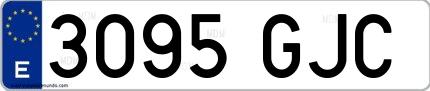 Ejemplo de matrícula española 3095 GJC