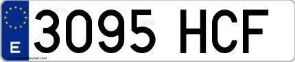Ejemplo de matrícula española 3095 HCF