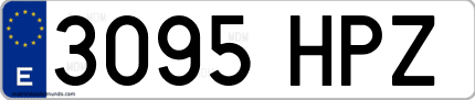 Ejemplo de matrícula de coche ordinaria 3095 HPZ