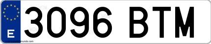 Ejemplo de matrícula española 3096 BTM