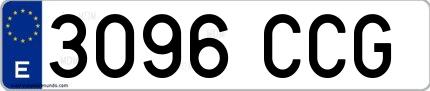 Ejemplo de matrícula española 3096 CCG