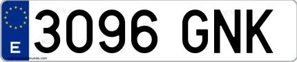 Ejemplo de matrícula española 3096 GNK