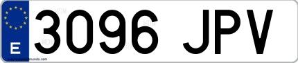 Ejemplo de matrícula española 3096 JPV