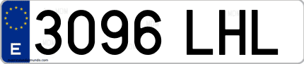 Ejemplo de matrícula de coche ordinaria 3096 LHL