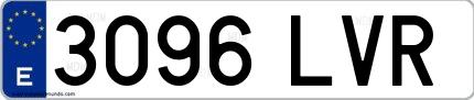 Ejemplo de matrícula española 3096 LVR