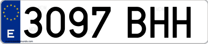 Ejemplo de matrícula de coche ordinaria 3097 BHH