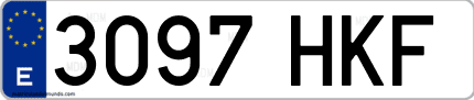 Ejemplo de matrícula de coche ordinaria 3097 HKF