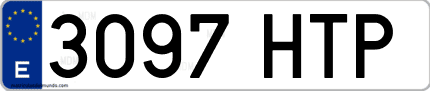 Ejemplo de matrícula de coche ordinaria 3097 HTP
