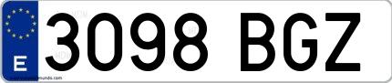 Ejemplo de matrícula española 3098 BGZ