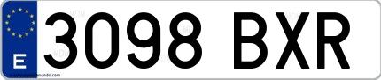 Ejemplo de matrícula española 3098 BXR