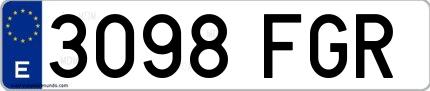 Ejemplo de matrícula española 3098 FGR