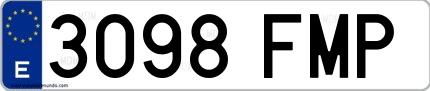 Ejemplo de matrícula de coche ordinaria 3098 FMP