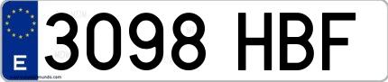 Ejemplo de matrícula española 3098 HBF