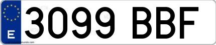 Ejemplo de matrícula española 3099 BBF