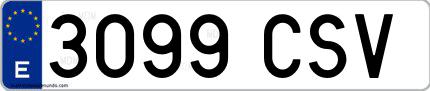 Ejemplo de matrícula española 3099 CSV