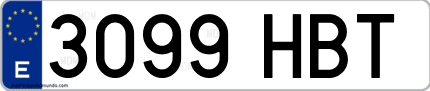 Ejemplo de matrícula de coche ordinaria 3099 HBT