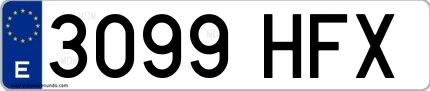 Ejemplo de matrícula española 3099 HFX