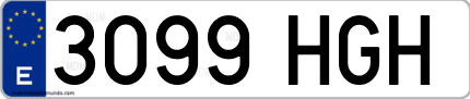 Ejemplo de matrícula de coche ordinaria 3099 HGH