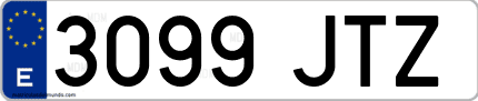 Ejemplo de matrícula de coche ordinaria 3099 JTZ