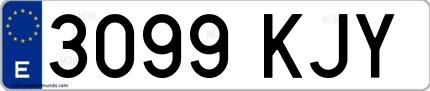 Ejemplo de matrícula española 3099 KJY